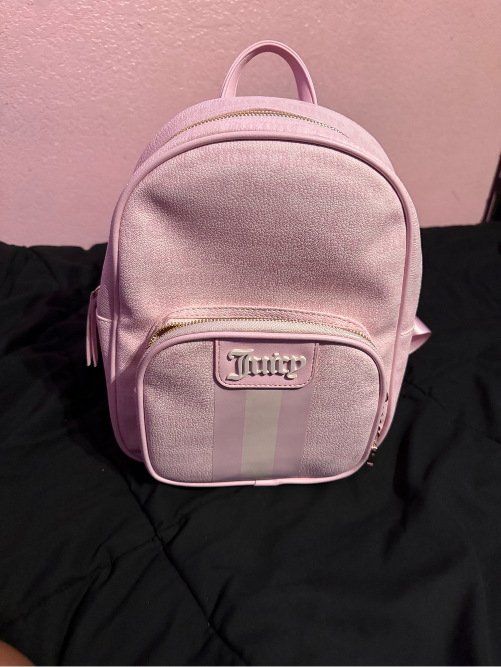 Juicy Couture Pastel Pink Mini Backpack with Gold Accents